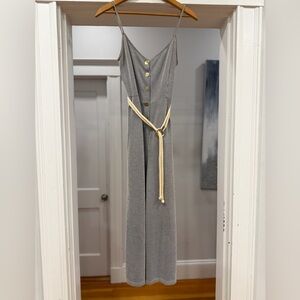 Striped jumpsuit with rope belt